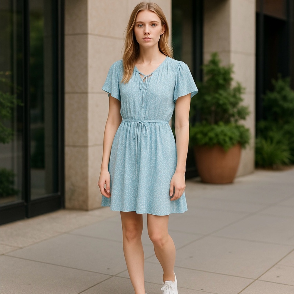 Draper James RSVP Dress‎ XL Aquamarine Blue Cottage Prairie Core Feminine Spring